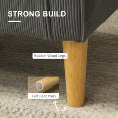 HOMCOM Small Two-Seater Corduroy Sofa - Grey - 7