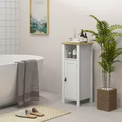 kleankin Slim Bathroom Storage Cabinet - White - 6