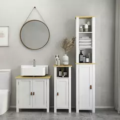 kleankin Slim Bathroom Storage Cabinet - White - 7