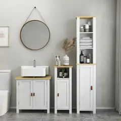 kleankin Slim Bathroom Storage Cabinet - White - 7
