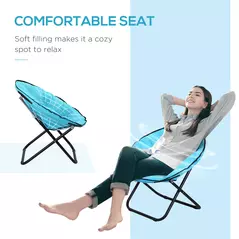 Outsunny Camping Moon Chair, Portable Folding Camping Chair for Adults with Wide Padded Oxford Seat for Outdoor Camp, Travel, Fishing, Beach, Blue - 4