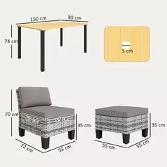 Outsunny Seven-Piece Rattan Dining Set - Grey - 3