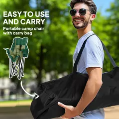 Outsunny Portable Padded Camping Chair, with Bag - Olive Green - 6