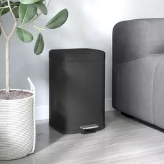 HOMCOM 20L Modern Boxy Metal Home Kitchen Bin - Black - 8