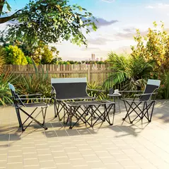 Outsunny Four-Piece Portable Picnic Table Set - Grey - 8