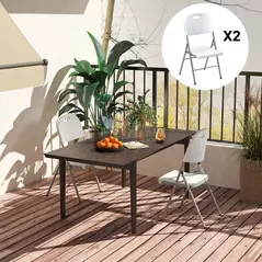 Outsunny Set of Two Foldable Outdoor Chairs - White - 9