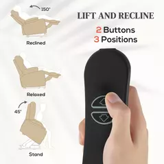 HOMCOM 45° Lifting Riser and Recliner Armchair  - Beige - 4