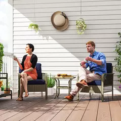 Outsunny 3 Pieces Rattan Bistro Set with Glass Top Coffee Table, Chairs and Cushions for Outdoor, Patio, Balcony, Charcoal Grey - 8