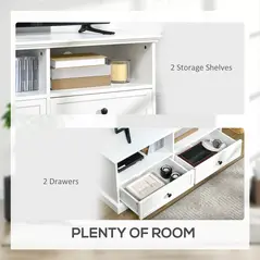 HOMCOM Modern TV Unit Cabinet for TVs up to 45 Inches, TV Stand with Drawers, Open Shelves, Cable Holes for Living Room, White - 5