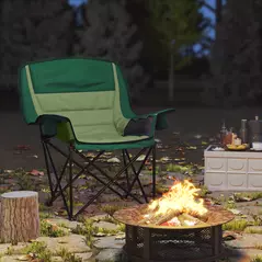 Outsunny Portable Padded Camping Chair, with Bag - Olive Green - 8