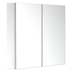 HOMCOM Bathroom Mirror Cabinet, Stainless Steel Wall Mounted  Bathroom Storage Cabinet with Double Doors, 60x55cm - 1