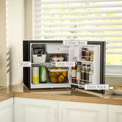 HOMCOM 46 Litre Lockable Countertop Fridge - Black - 5