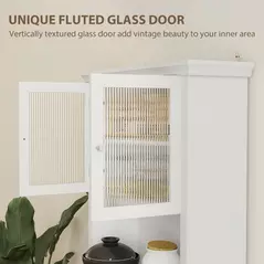 HOMCOM 4-Door Kitchen Cupboard with Drawer, Freestanding Kitchen Cabinet with Glass Doors, Adjustable Shelves and Open Counter, White - 6