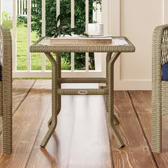 Outsunny 3 Pieces Rattan Bistro Set with Glass Top Coffee Table, Chairs and Cushions for Outdoor, Patio, Balcony, Charcoal Grey - 9