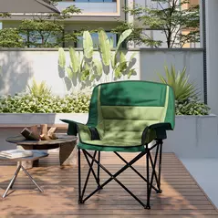 Outsunny Portable Padded Camping Chair, with Bag - Olive Green - 9