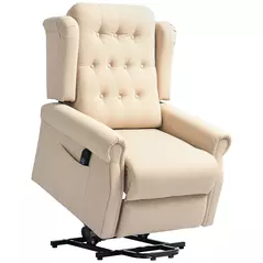 HOMCOM 45° Lifting Riser and Recliner Armchair  - Beige - 1