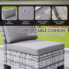 Outsunny Seven-Piece Rattan Dining Set - Grey - 4