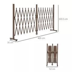 Outsunny Expanding Trellis Fence Freestanding Movable Fence Foldable Garden Screen Panel Aluminium, 405cm x 103.5cm, Dark Brown - 3