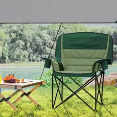 Outsunny Portable Padded Camping Chair, with Bag - Olive Green - 7