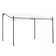 Outsunny 4 x 3 Meters Canopy Metal Wall Gazebo Awning Garden Marquee Shelter Door Porch - Cream - 1