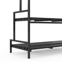 Outsunny 3 Tiered Plant Rack with Hanging Hooks, Tall Plant Stand for Indoor Outdoor Porch Balcony Use, Black - 7