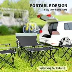 Outsunny Four-Piece Portable Picnic Table Set - Grey - 6