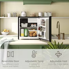 HOMCOM 46 Litre Lockable Countertop Fridge - Black - 6