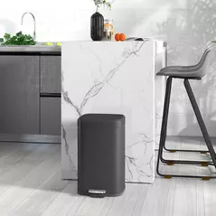 HOMCOM 20L Modern Boxy Metal Home Kitchen Bin - Black - 2