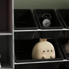 AIYAPLAY Toy Storage Unit with 8 Removable Bins, Storage Shelves, Cabinet, Grey - 8