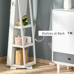 HOMCOM 360° Swivel Jewellery Cabinet, Free Standing Full Length Mirror with Storage, Lockable Jewellery Organiser with Built-in Makeup Mirror and Storage Shelves for Bedroom, White - 7