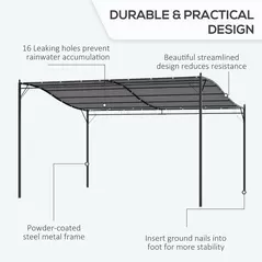 Outsunny 4 x 3 Meters Canopy Metal Wall Gazebo Awning Garden Marquee Shelter Door Porch - Cream - 5