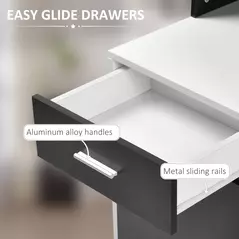 HOMCOM Computer Desk with Drawers and Storage Shelves, Office Desk Writing Table with Printer Stand, Large Workstation for Study Play Work Home Office, 137 x 55 x 92cm, Black and White - 6