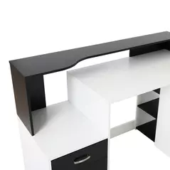 HOMCOM Computer Desk with Drawers and Storage Shelves, Office Desk Writing Table with Printer Stand, Large Workstation for Study Play Work Home Office, 137 x 55 x 92cm, Black and White - 8