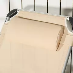 Outsunny Foldable Outdoor Sun Loungers Set of 2, Reclining Lounge Chair Camping Bed Cot with Pillow 4-Level Adjustable Back Aluminium Frame, Khaki - 7