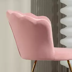 HOMCOM Velvet-Feel Lotus Petal Accent Chair - Pink - 8