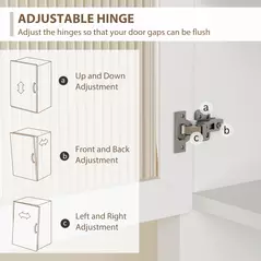 HOMCOM 4-Door Kitchen Cupboard with Drawer, Freestanding Kitchen Cabinet with Glass Doors, Adjustable Shelves and Open Counter, White - 8