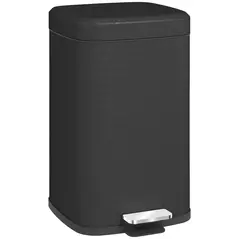 HOMCOM 20L Modern Boxy Metal Home Kitchen Bin - Black - 1