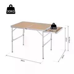 Outsunny 3ft Aluminium MDF-Top Folding Picnic Table Portable Camping Table - 3