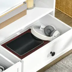 HOMCOM Modern TV Unit Cabinet for TVs up to 45 Inches, TV Stand with Drawers, Open Shelves, Cable Holes for Living Room, White - 9