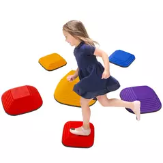 AIYAPLAY Balance Stepping Stones for Kids, 6-Piece Non-Slip Stackable River Stones, Obstacle Courses for Balance and Motor Skill - 1