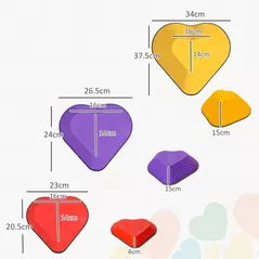 AIYAPLAY 6-Piece Heart-Shaped Kids Balance Stepping Stones and Motor Skills, Multicoloured - 3
