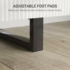 HOMCOM Dressing Table, Vanity Desk with Leaf Shape Mirror, Makeup Table with 5 Drawers, 3-Colour LED Lights, 100x40cm Tabletop, White - 7