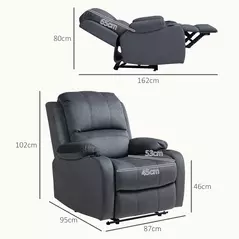 HOMCOM Microfibre Manual Reclining Armchair, with Footrest - Black - 3