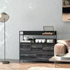 HOMCOM Rustic Chest of Five Fabric Drawers - Black - 8