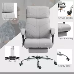 Vinsetto Faux Leather Massage Office Chair - Light Grey - 7