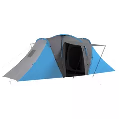 Outsunny Large Camping Tent Tunnel Tent with 2 Bedroom and Living Area, 2000mm Waterproof, Portable with Bag for 4-6 Man, Blue - 1