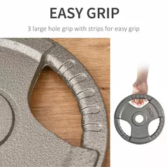 HOMCOM Set of 4 Cast Iron Weight Plate for 2 inch/5cm hole Dumbbell Handle Bar 15kg Dumbbell Plates Barbell Weight 2 x 5kg, 2 x 2.5kg - 6