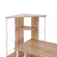 HOMCOM Computer Desk with Drawers and Bookshelf, Writing Desk for Home Office with Storage Shelves, Study Workstation, Oak - 7