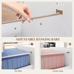 HOMCOM Four-Drawer Lockable Filing Cabinet - White Wood Effect - 5