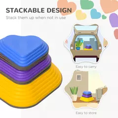 AIYAPLAY 6-Piece Heart-Shaped Kids Balance Stepping Stones and Motor Skills, Multicoloured - 5